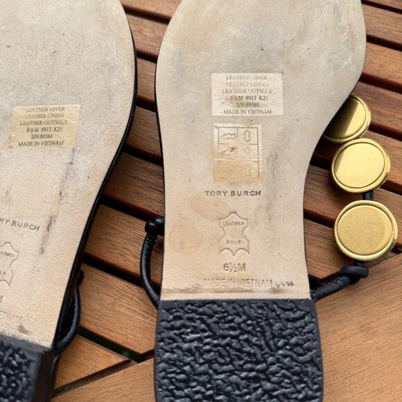 Tory Burch Capri Black and Gold Beaded Sandals For Women Size 6.5 - Picture 8 of 8